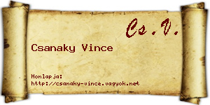 Csanaky Vince névjegykártya